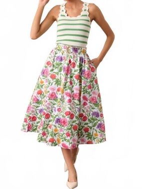 NEW PROSPERINA thena belted midi skirt in secret garden Small, NTW!